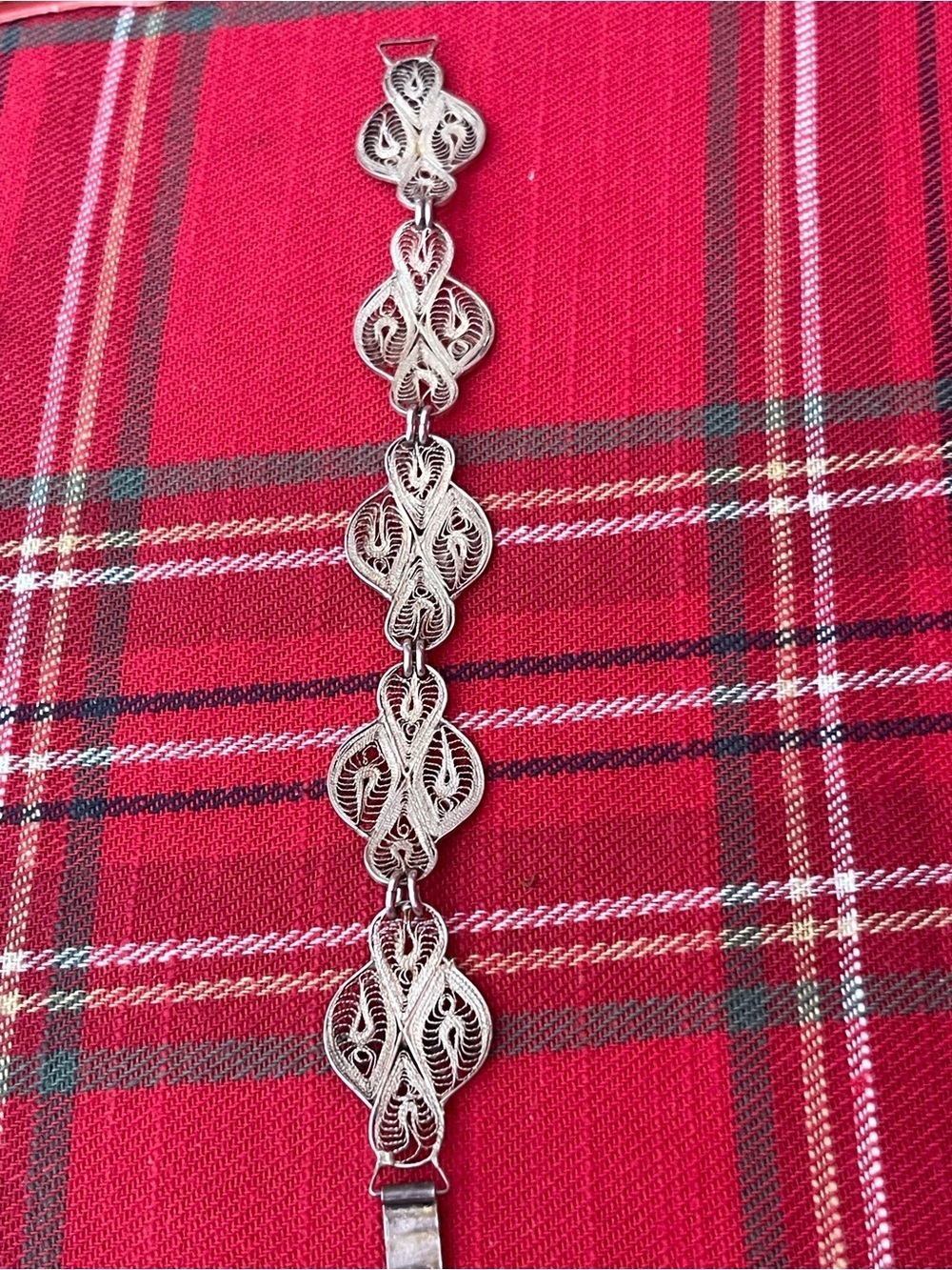 VTG Southwest Mexico Sterling Silver
Filigree Link Bracelet Sz 6.75" 12 g